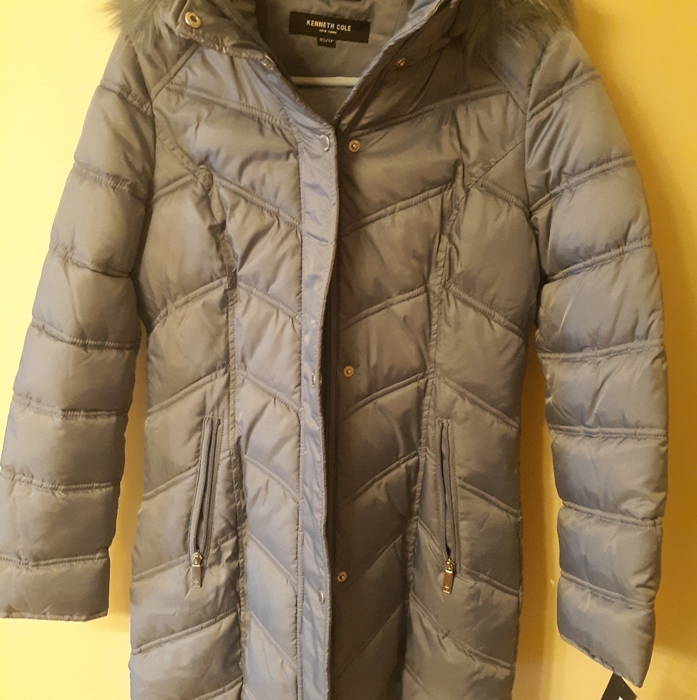 NWT, Kenneth Cole women's periwinkle blue coat, size xs